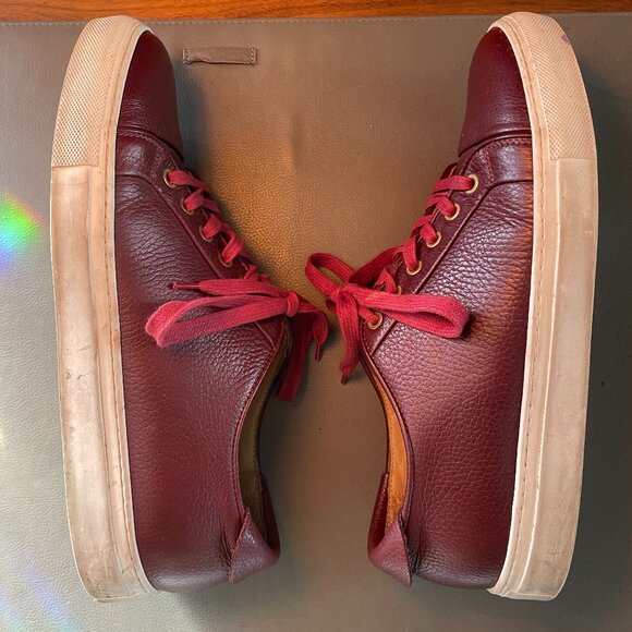 Collegium Men's Leather Sneakers – Burgundy – Size US 8.5 / EU 42 - Picture 5 of 8